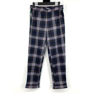 AF Studio Pants Plaid Green Tuxedo Stripe Straight Pull On Ankle
